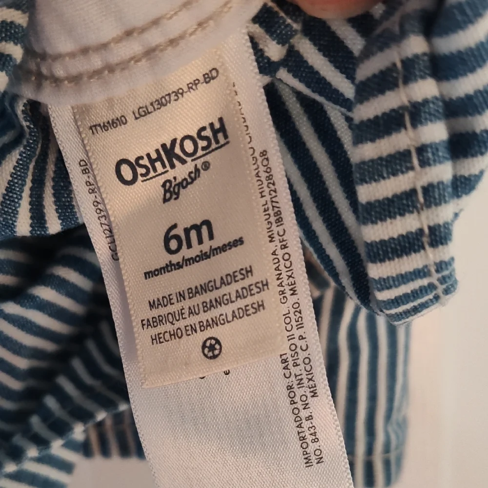 OshKosh B'gosh Striped Denim Overall Skirt in Blue and White